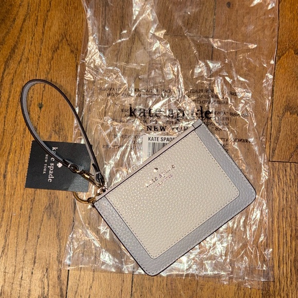 •KATE SPADE•NWT MOUNTAIN GRAY & WHITE COLORBLOCK LENA SMALL CARD HOLDER WRISTLET - Picture 5 of 9